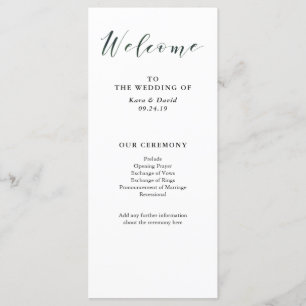 Elegant Typography   Deep Green Wedding Program Programme