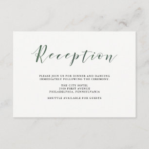Elegant Typography Deep Green Wedding Reception Enclosure Card