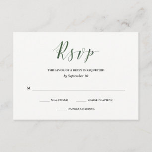 Elegant Typography   Deep Green Wedding RSVP