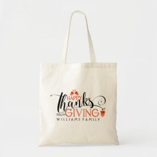 Elegant Typography Design happy Thanksgiving Tote Bag