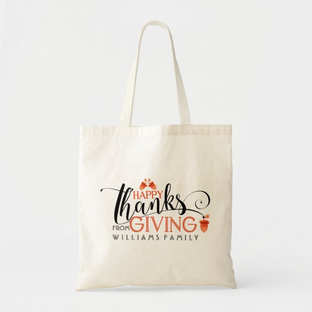 Elegant Typography Design happy Thanksgiving Tote Bag (Front)