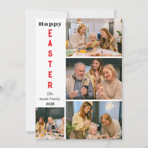 Elegant Typography Easter Family photo collage  Holiday Card