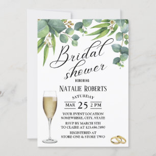 Elegant Typography Foliage Floral Bridal Shower Invitation