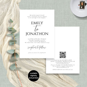 Elegant Typography Formal Black and White Wedding Invitation