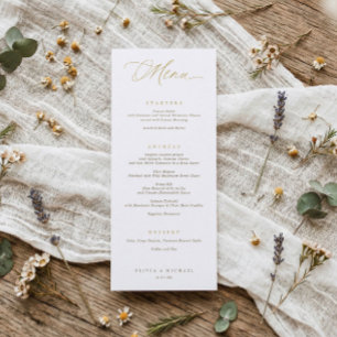 Elegant Typography Gold Script Wedding Dinner Menu