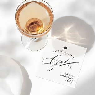 Elegant Typography Graduation Customizable Napkin