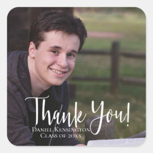 Elegant Typography Graduation Thank You Square Sticker