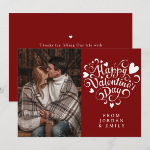 Elegant Typography Happy Valentine's Day 1 Photo Holiday Card