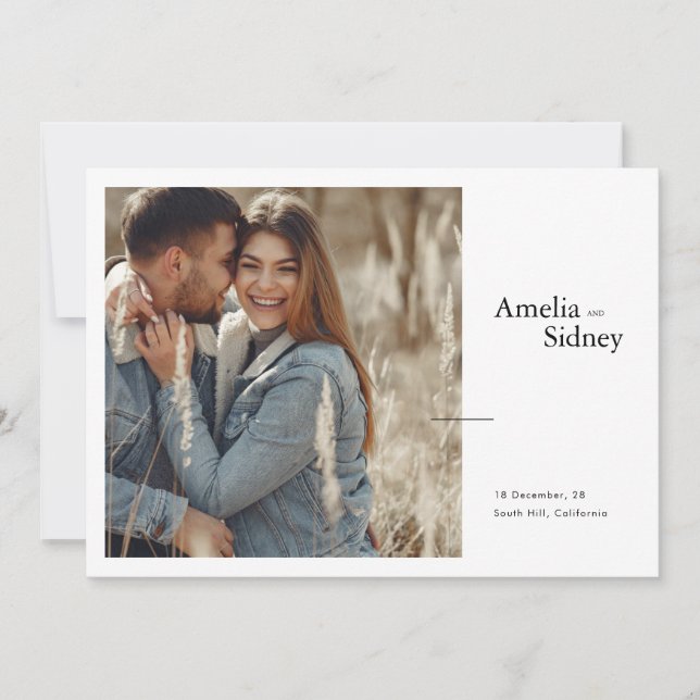 Elegant Typography Horizontal Photo Wedding Invitation (Front)