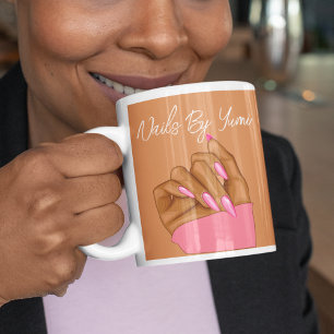 Elegant typography Hot Pink Nails Beauty Salon  Coffee Mug