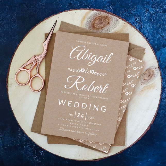 Elegant typography kraft paper rustic wedding invitation (Creator Uploaded)