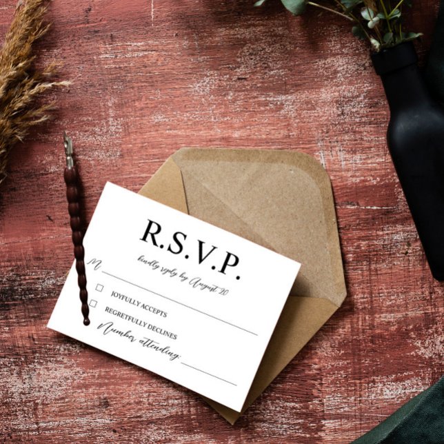 Elegant Typography Laurel Wreath Monogram RSVP Card (Creator Uploaded)