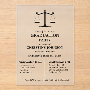 Elegant Typography Law School Graduation Party Acrylic Invitations