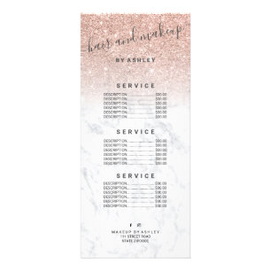 elegant typography marble rose gold glitter ombre rack card