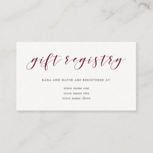 Elegant Typography   Marsala Gift Registry Insert
