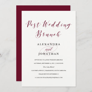 Elegant Typography Marsala Post Wedding Brunch Invitation