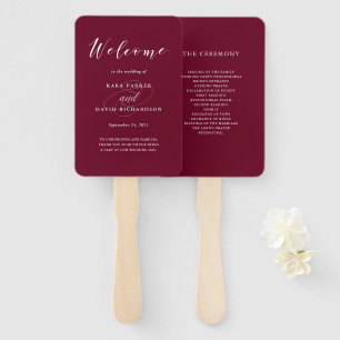 Elegant Typography   Marsala Wedding Hand Fan