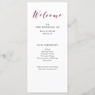 Elegant Typography   Marsala Wedding Program Programme