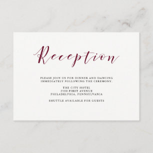 Elegant Typography   Marsala Wedding Reception Enclosure Card