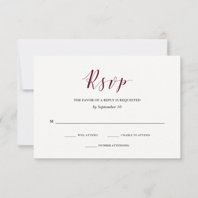 Elegant Typography | Marsala Wedding RSVP (Front)