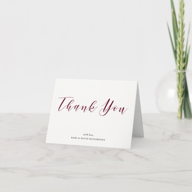 Elegant Typography | Marsala Wedding Thank You Card (Front)