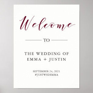 Elegant Typography Marsala   Wedding Welcome Sign