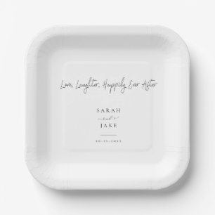 Elegant Typography: Modern"Love wedding napkins Paper Plate