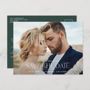 Elegant typography modern unique green photo postcard