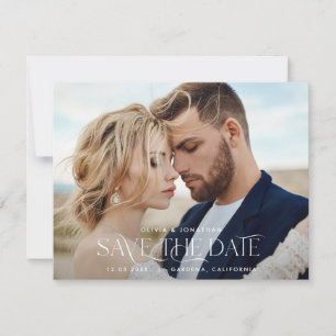 Elegant typography modern wedding landscape photo card