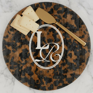 Elegant Typography Monogram Tortoise Shell  Cutting Board