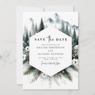 Elegant Typography Mountain Wedding Save The Date