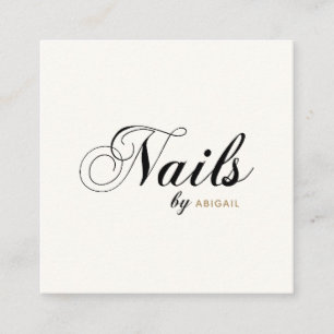 Elegant Typography Nails By "Name" QR Code Ivory Square Business Card