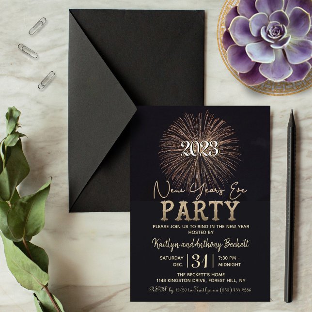Elegant Typography New Year's Eve Party Invitation (Creator Uploaded)