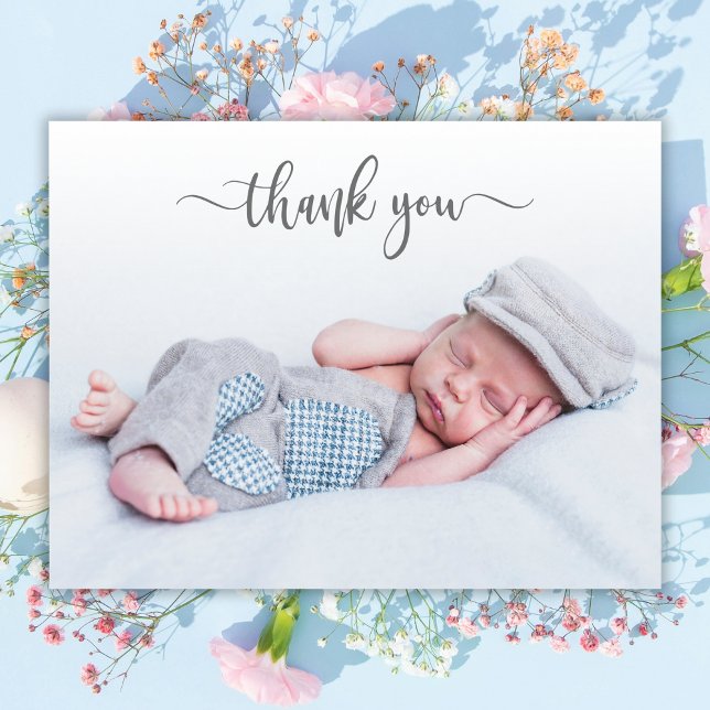 Elegant Typography Newborn Baby Photo Thank You (Creator Uploaded)