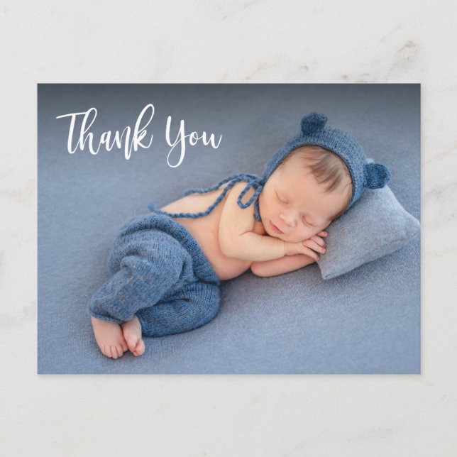 Elegant Typography Newborn Baby Photo Thank You  Postcard (Front)