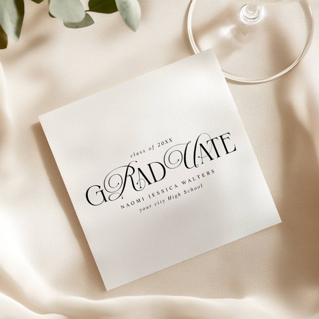 Elegant Typography Old Money Graduation Napkin (Creator Uploaded)
