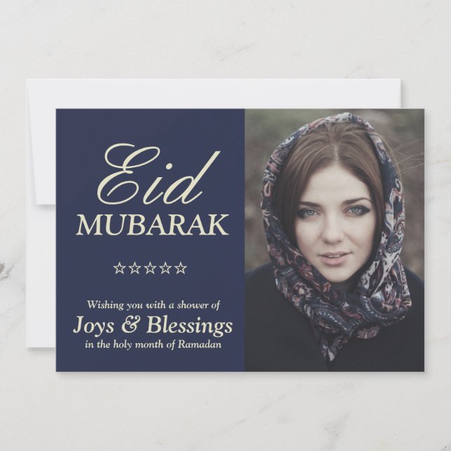Elegant Typography Personalised Eid Mubarak Photo (Front)