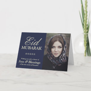 Elegant Typography Personalised Eid Mubarak Photo Holiday Card