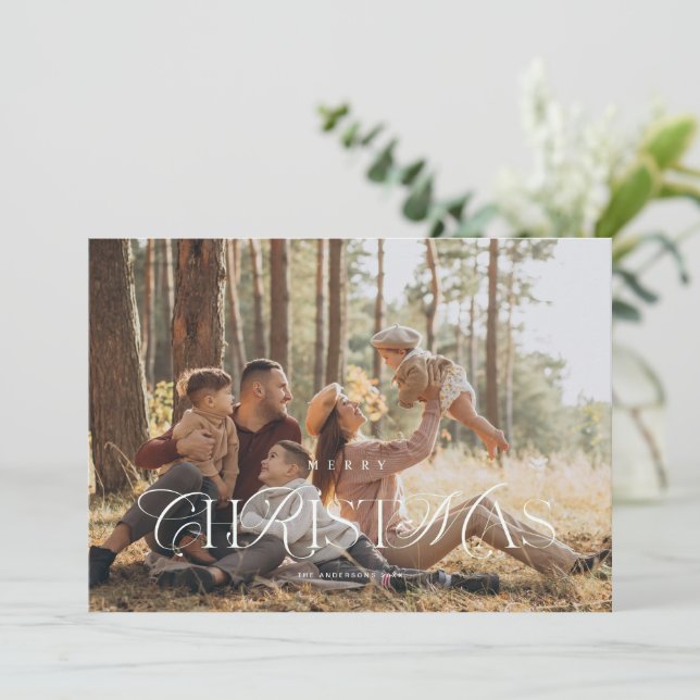 Elegant Typography Photo Christmas Card (Standing Front)