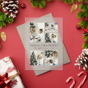Elegant Typography Photo Collage Christmas Card Acrylic Invitations