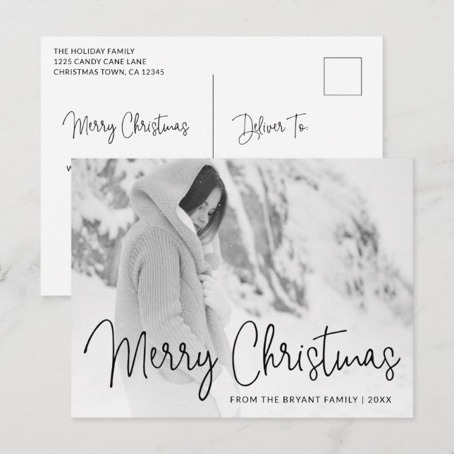 Elegant Typography Photo Elegant Holiday Postcard (Front/Back)
