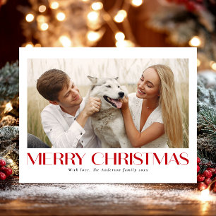 Elegant Typography Photo Merry Christmas Holiday Postcard