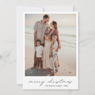 Elegant Typography Photo Modern Christmas Holiday Card