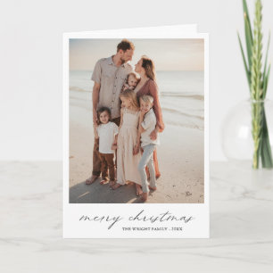 Elegant Typography Photo Modern Christmas Holiday Card