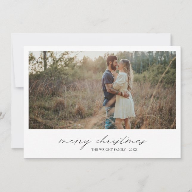 Elegant Typography Photo Modern Christmas Holiday Card (Front)