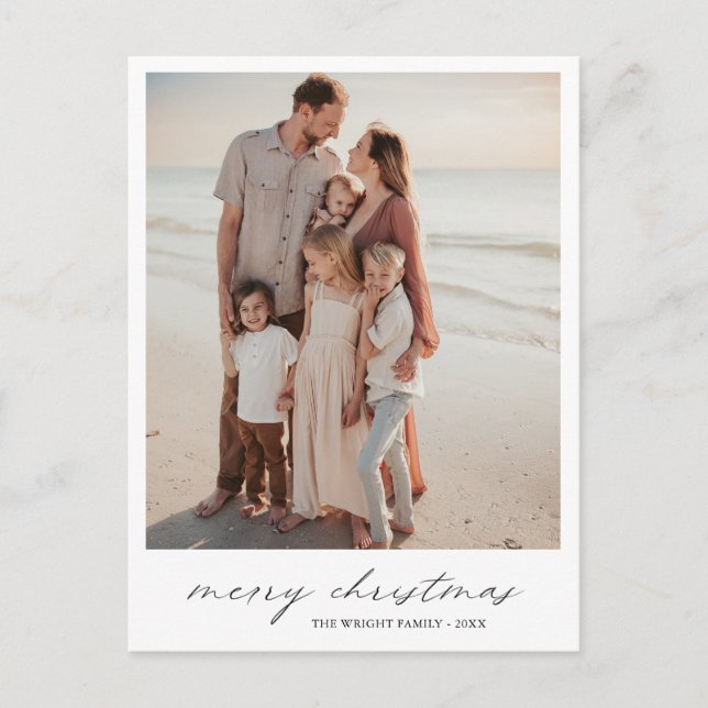 Elegant Typography Photo Modern Christmas Holiday Postcard (Front)