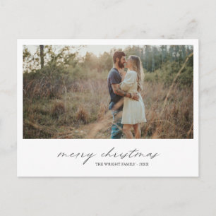 Elegant Typography Photo Modern Christmas Holiday Postcard
