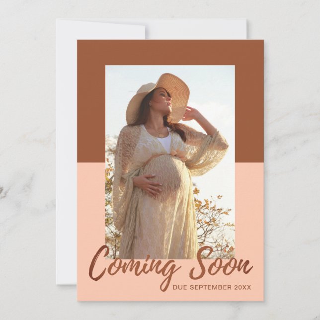 Elegant Typography Photo Pregnancy Announcement (Front)