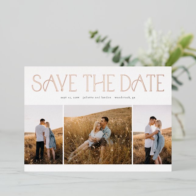 Elegant Typography Photo Wedding Save The Date (Standing Front)