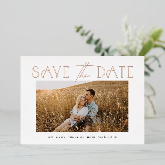 Elegant Typography Photo Wedding Save The Date (Standing Front)